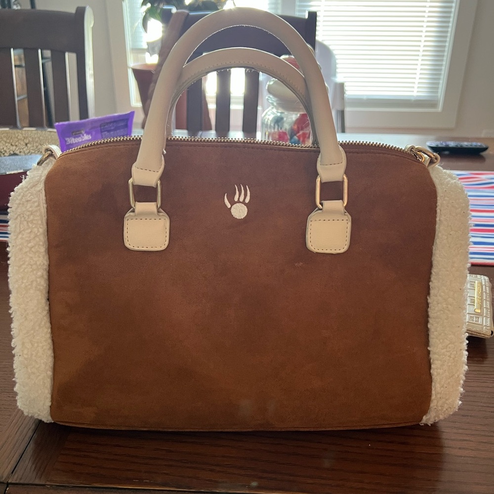 BearPaw Brown and Cream Satchel with Structured Design